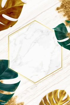 Marble and Color Leaves Background