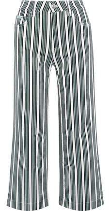 Cropped Striped Mid-rise Wide-leg Pants