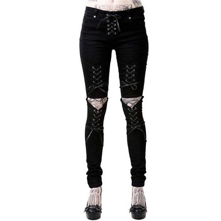 Phased Out Black Lace Up Skinny Jeans