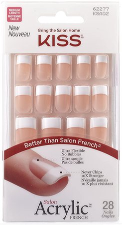 Amazon.com: Kiss Products Salon Acrylic French Nail Kit, Sugar Rush, 0.07 Pound: Beauty