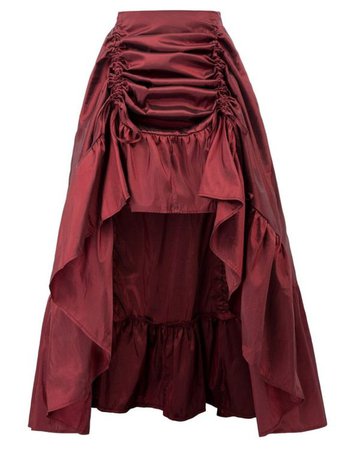 vintage long skirt Women Adjustable High-Low Skirt retro ruffles pleated Elastic Waist Gothic Renaissance Steampunk skirts falda | akolzol.com
