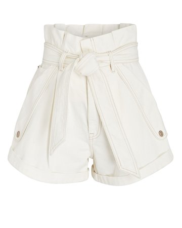 Zimmermann Vintage White Denim Paperbag Shorts | INTERMIX®