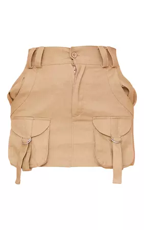 Cream Cargo Pocket Detail Micro Mini Skirt | PrettyLittleThing USA