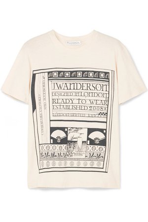 JW Anderson | Distressed printed cotton and silk-blend jersey T-shirt | NET-A-PORTER.COM