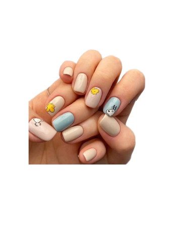 pastel snoopy peanuts nail art manicure