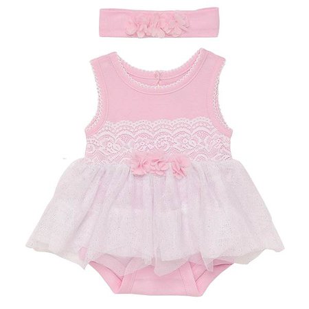 Baby Starters Infant Girl's Skirted Lace Bodysuit with Tutu - A4646901-3M | Blain's Farm & Fleet