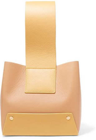 Yuzefi - Tab Small Two-tone Textured-leather Tote - Yellow