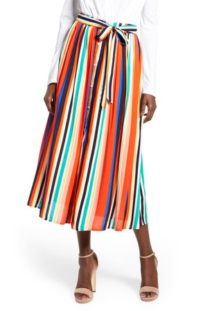 English Factory Rainbow Stripe Midi Skirt | Nordstrom