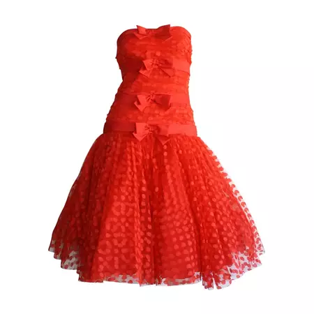 1980s Jill Richards for Elizabeth Arden Red Valentine's Day Vintage 80s Dress For Sale at 1stDibs