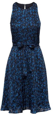 Leopard Print Racer-Neck Fit-and-Flare Dress