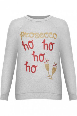 Brynn Prosecco Glitter Slogan Sweatshirt | WearAll