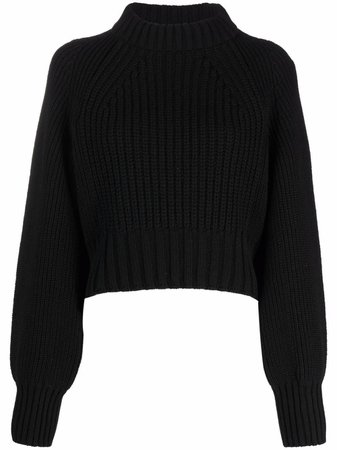 Shop Sacai ribbed-knit cropped jumper with Express Delivery - FARFETCH