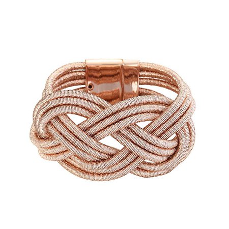 Wide Braided Bangle Bracelet Wristband for Girls, Rose Gold …