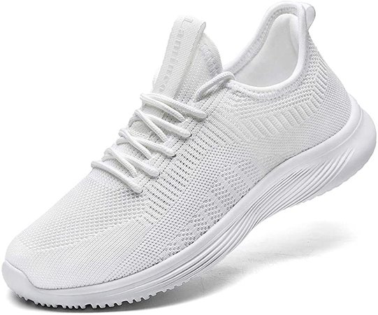 Amazon.com | Lamincoa Womens Sneakers Lightweight Breathable Mesh Athletic Walking Knitted Running Shoes Casual Comfortable Fashion Tennis Gym Shoes White Size 8 | Walking