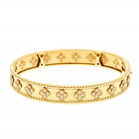 Van Cleef & Arpels Yellow Gold L Clover Diamond 18k Bracelet