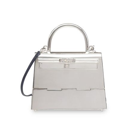 Hermes 15Cm Silver Kelly Bag