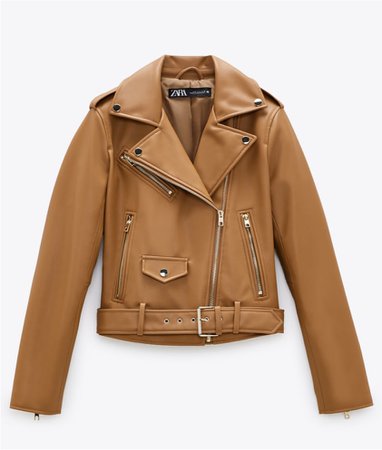 Zara tan leather jacket