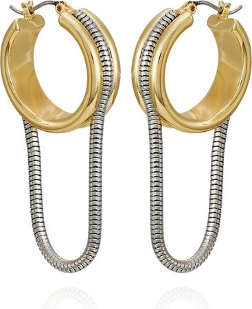 two tone silver gold snake hoop earrings vince camuto