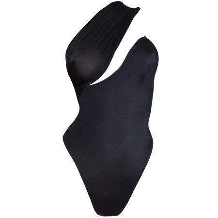 Gianni Versace Black Grecian Plunging Bodysuit