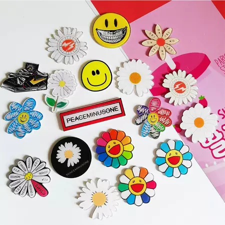 KPOP G Dragon Peaceminusone Cute Daisy Smiley Badge Unisex Brooches Jewelry Bag Hat Denim Pin Accessories Fans Collection Gift| | - AliExpress