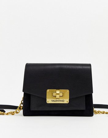 Valentino by Mario Valentino Vostok black leather shoulder bag with chain strap | ASOS