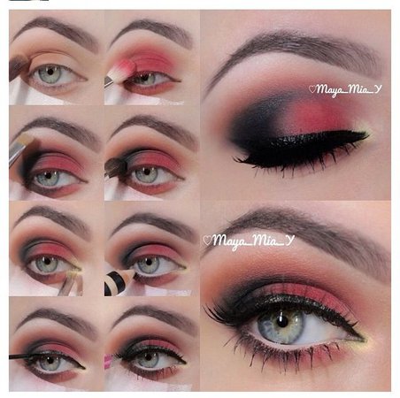 Black & Red Smokey Eye Makeup