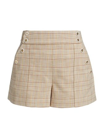Veronica Beard Pine Sailor Button Plaid Shorts | SaksFifthAvenue