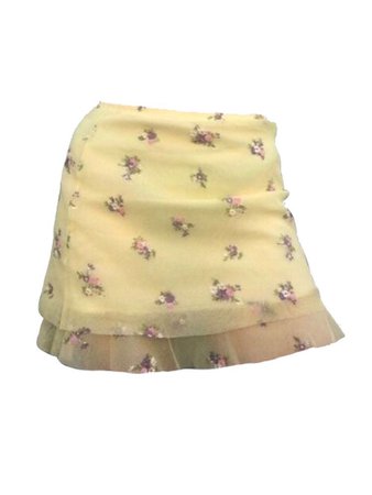 Yellow and pink floral mini skirt