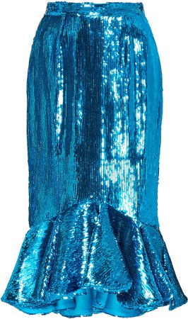 Rodarte Sequined Mermaid Midi Skirt Size: 0