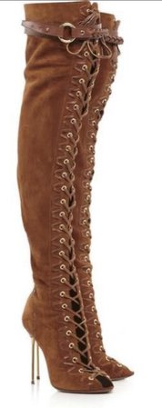 suede brown laced knee boots shoes