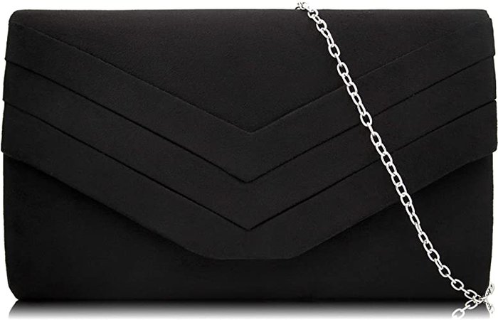 Milisente Evening Bag for Women, Suede Envelope Evening Purses Crossbody Shoulder Clutch Bag (Black): Handbags: Amazon.com