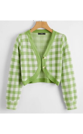 Green and light green striped cardigan