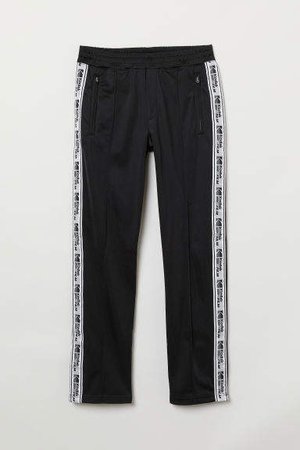 Sports Pants with Side Stripes - Black