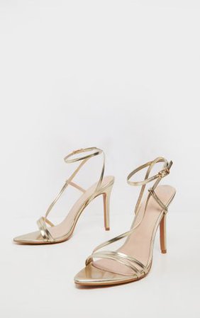 Gold Asymmetric Strappy Sandal | Shoes | PrettyLittleThing