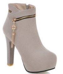 Grey Suede Ankle Heel Boots
