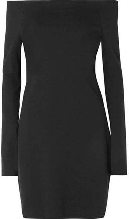 Hunting Off-the-shoulder Stretch Modal-blend Jersey Mini Dress - Black