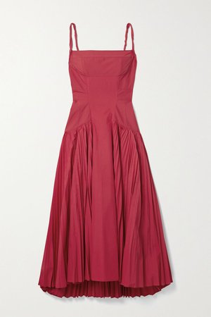 Red Pleated cotton-blend poplin dress | Proenza Schouler | NET-A-PORTER