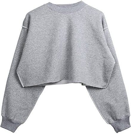 Women Pullover Cropped Hoodies Long Sleeves Sweatshirts Casual Crop Tops for Spring Autumn Winter : Clothing, Shoes & Jewelry