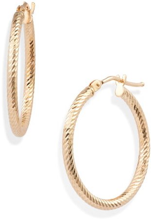 14K Gold Twisted Rope Hoop Earrings