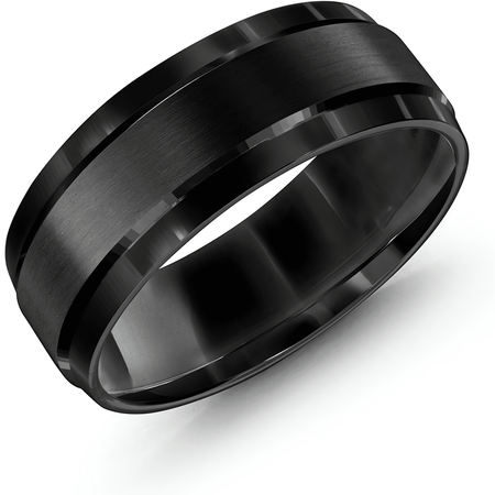 Men's 8mm Black Cobalt Beveled Edge Wedding Ring | Ritani