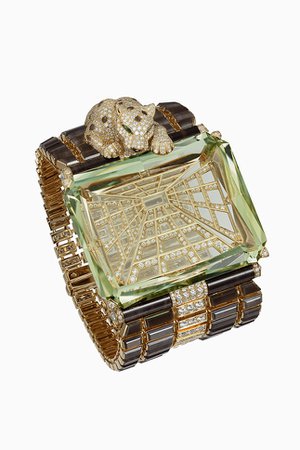 Cartier, Bracelet in yellow gold with tourmaline, diamonds, emeralds and gems