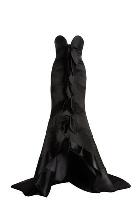 Oscar de la Renta - Exclusive Bow-Embellished Strapless Silk Gown By Oscar De La Renta | Moda Operandi