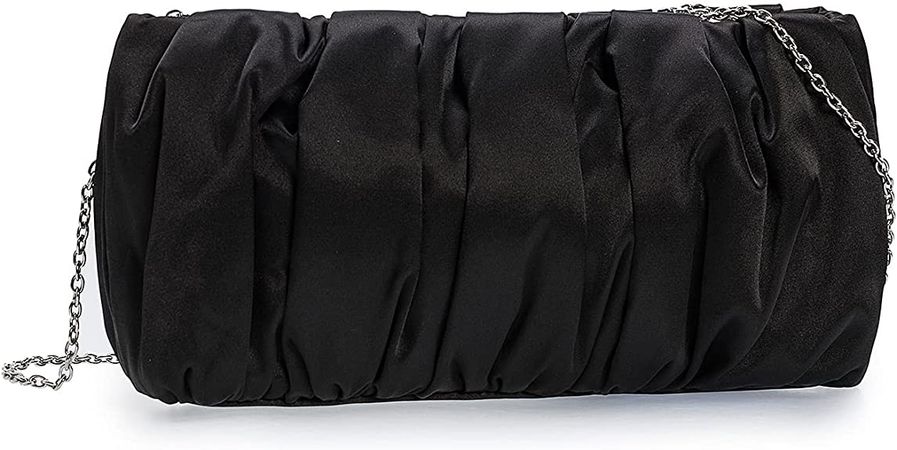 IXEBELLA Classy Evening Bags Pleated Satin Clutch Formal Dressy Purses Wedding/Prom/Party Handbag for Women (Black): Handbags: Amazon.com
