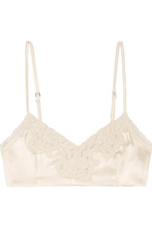 Miguelina | Bella cropped lace-trimmed silk-charmeuse top | NET-A-PORTER.COM