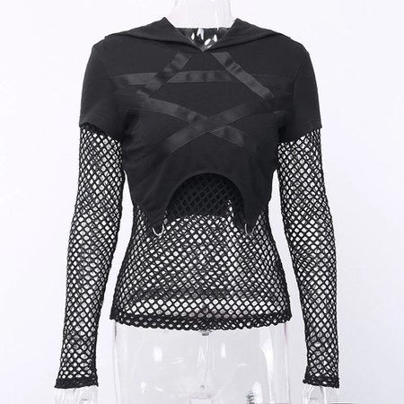 Rosetic Mesh Long Sleeve Gothic Hoodie Women Punk Sexy See Through Black Hooded Tops Streetwear Sweatshirt Halloween Tops 2020|Hoodies & Sweatshirts| - AliExpress