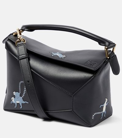 X Suna Fujita Puzzle Edge Small Leather Shoulder Bag in Black - Loewe | Mytheresa