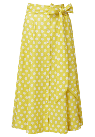 polka dot yellow and white linen beach skirt