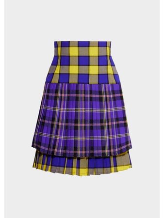 Versace Tartan Print Pleated Mini Skirt