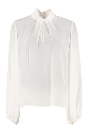 Pinko Riservare Silk Blouse With Puff Long Sleeves