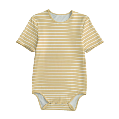 yellow and white striped onesie